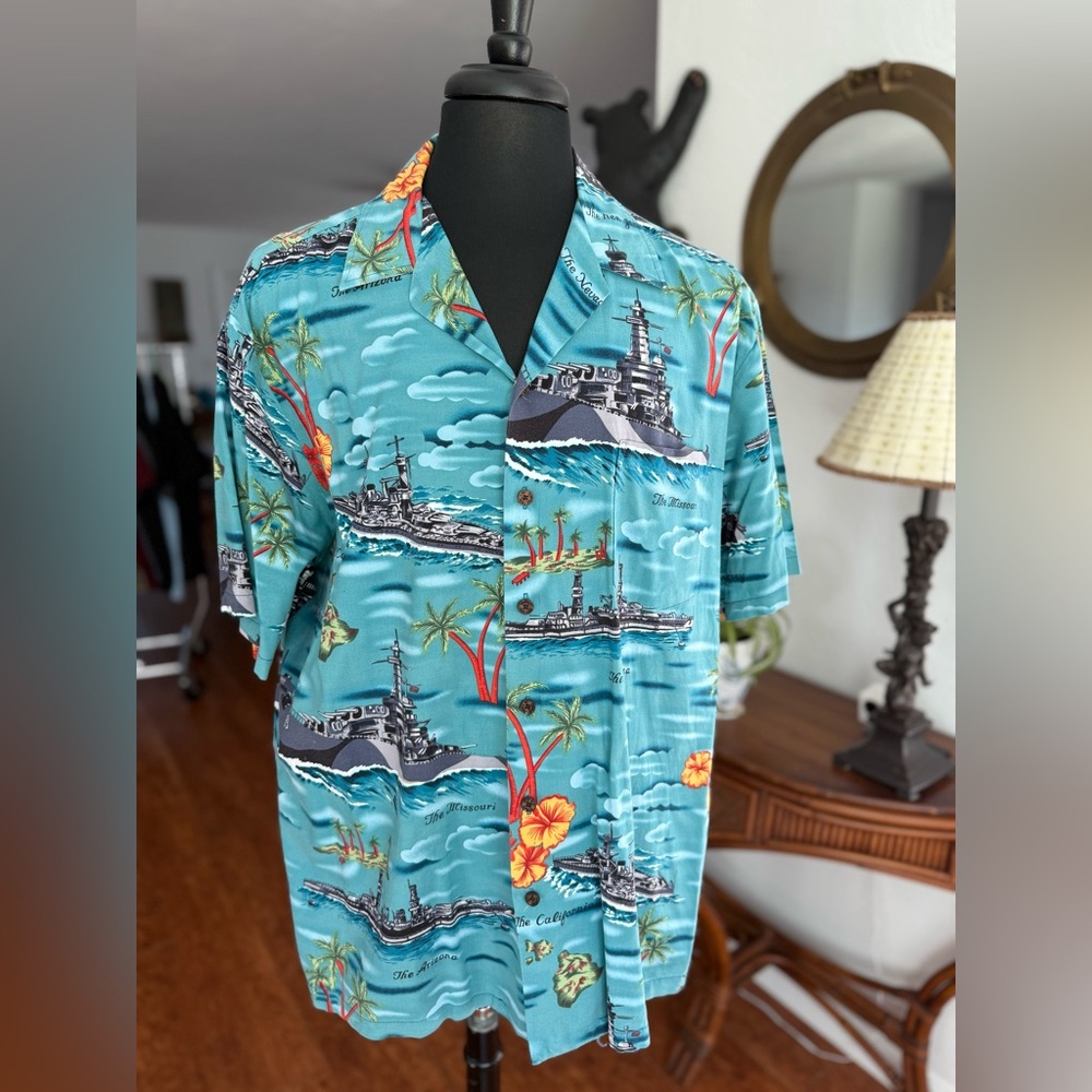 🌴Original Kalaheo Hawaiian  Military Nautical Destroyer Shirt